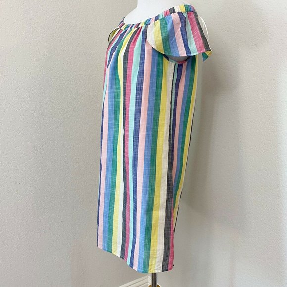 J Crew Factory Off Shoulder Striped Cotton Spring Summer Dress Size 6 - Picture 3 of 5